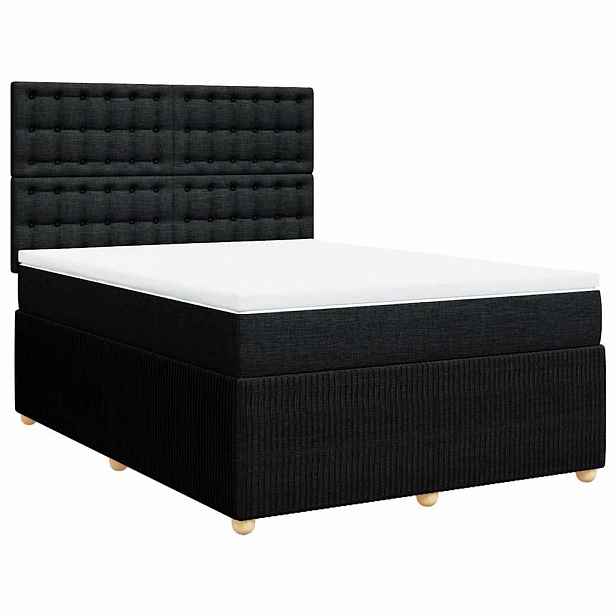 vidaXL Box spring postel s matrací černá 140 x 190 cm textil