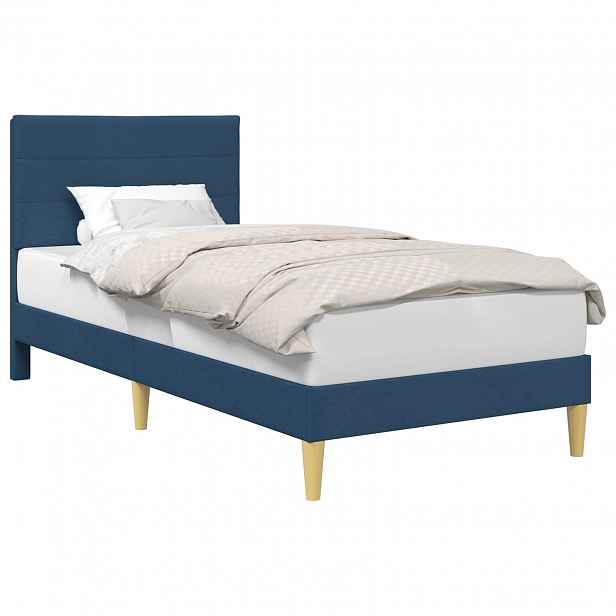 vidaXL Rám postele s čelo Modrá 90 x 190 cm Textil