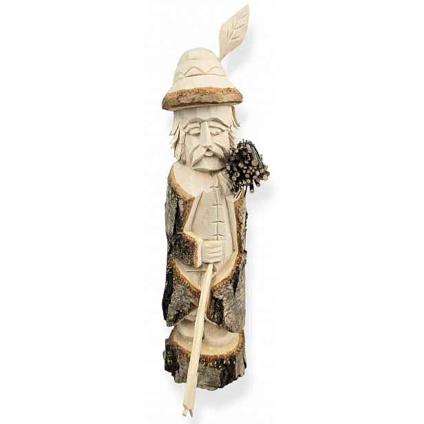 Figurka Dřevěná socha z břízy, vyřezávaná dekorace Juhas Baca *30 cm.