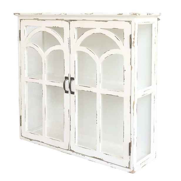 Krémová antik nástěnná dřevěná skříňka s dvířky Old Satin - 70*20*62 cm Chic Antique