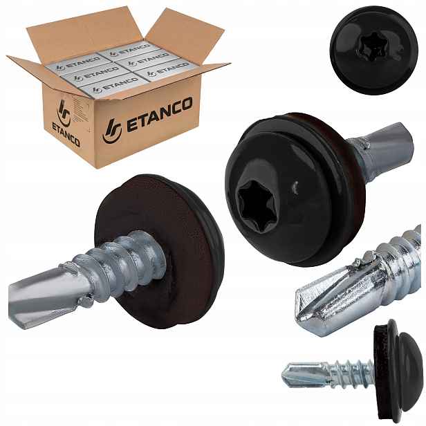 Šrouby do kovu Torx 3 mm 4,8 x 19 mm Ral 9005 1500 ks Etanco GT3 Ph Z14