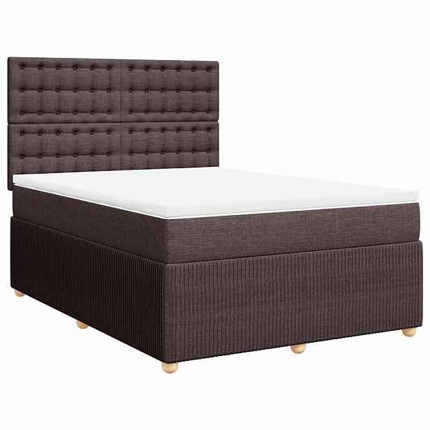 vidaXL Box spring postel s matrací tmavě hnědá 140x190 cm textil