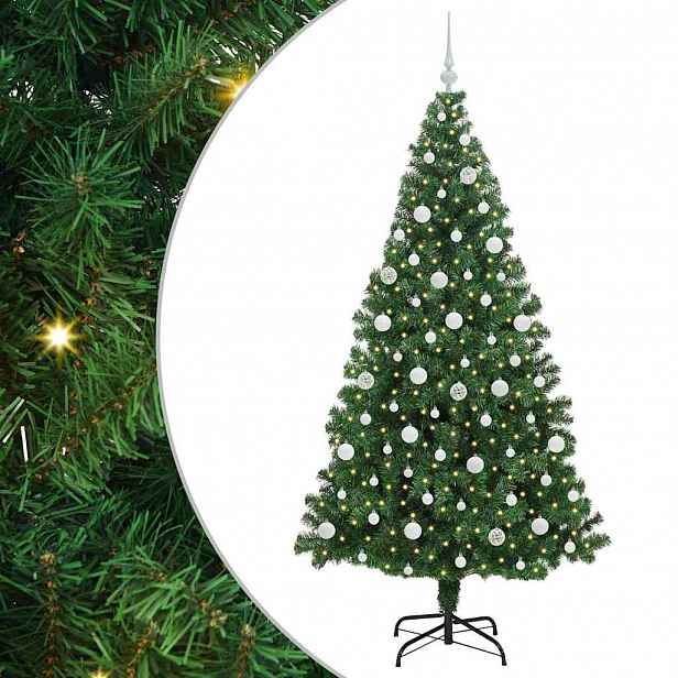 vidaXL Umělý vánoční stromeček Zelená 210 cm PVC, ocel a plast