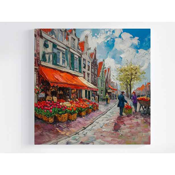 Obraz Na Plátně Canvas Amsterdam Nizozemsko Trh Květiny Tulipány 50x50
