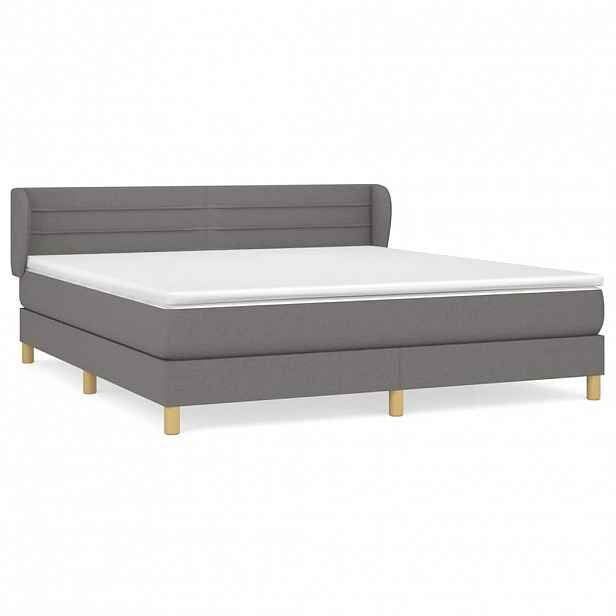 vidaXL Box spring postel s matrací tmavě šedá 180x200 cm textil