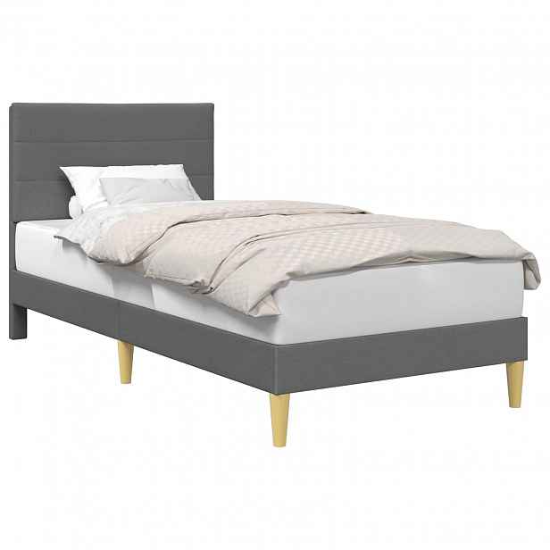 vidaXL Rám postele s čelo Tmavě šedá 90 x 200 cm Textil