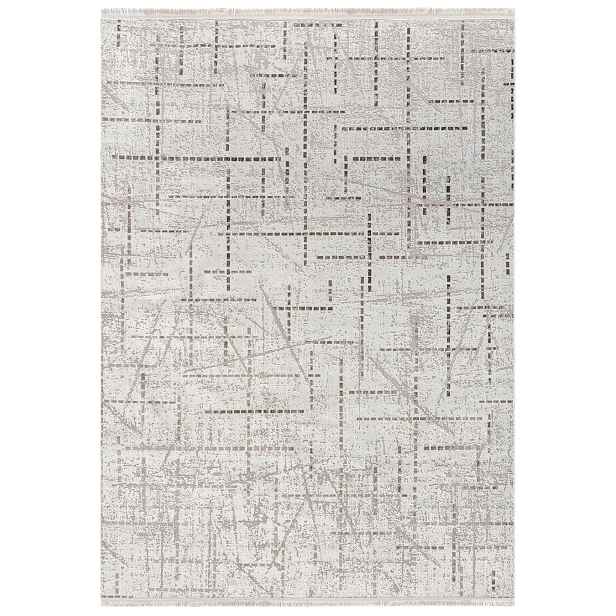 Koberec mládežnický béžový 100x300 cm geometrický, moderní, krátký vlas