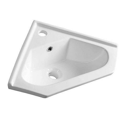 Rohové umyvadlo Sapho Aqualine 40x40 cm otvor pro baterii, s přepadem 1601-40