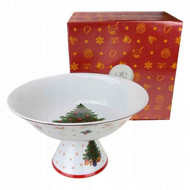 Tichá Noc Ovocnička Podnos Porcelánová na patce Vánoční stromeček 25 CM Modrá