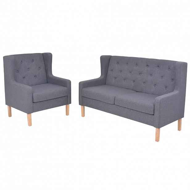 vidaXL Sedací souprava 2 kusy textil šedá