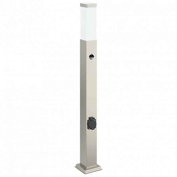 vidaXL Sloupkové svítidlo se senzorem a zásuvkou 80 cm nerezová ocel IP44