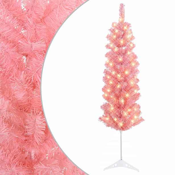 vidaXL Umělý štíhlý vánoční strom 120 cm 150 LED Teplá bílá PVC a kov