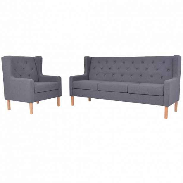 vidaXL Sedací souprava 2 kusy textil šedá
