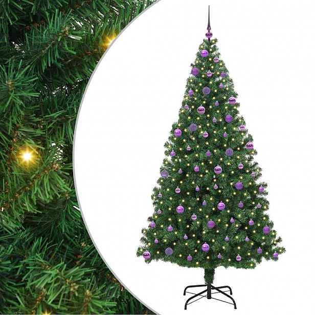 vidaXL Umělý vánoční stromeček Zelená 210 cm PVC, ocel a plast