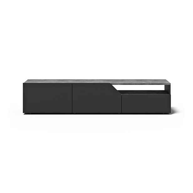 Černý TV stolek v dekoru betonu 180x38 cm Verone – TemaHome