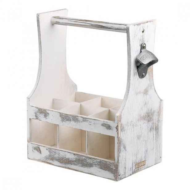 Přepravní krabice na pivní láhev se 6 přihrádkami, Vintage White - Kes