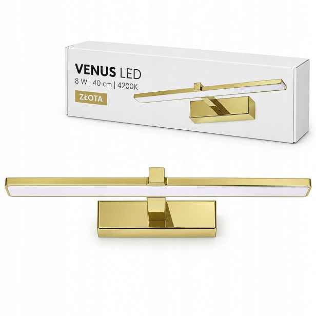 Zlaté nástěnné svítidlo Venus 8W 40 cm Led nad obraz 580lm 4200K IP44 do obývacího pokoje