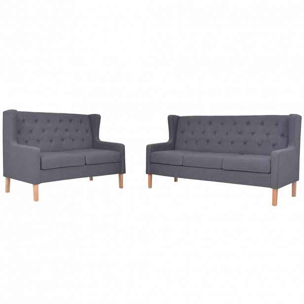 vidaXL Sedací souprava 2 kusy textil šedá