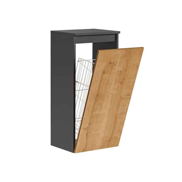 ArtCom Závěsná skříňka do koupelny s košem MONAKO Grey Oak 811