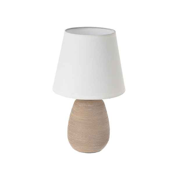 Hnědá keramická stolní lampa s textilním stínidlem (výška 27,5 cm) – Casa Selección