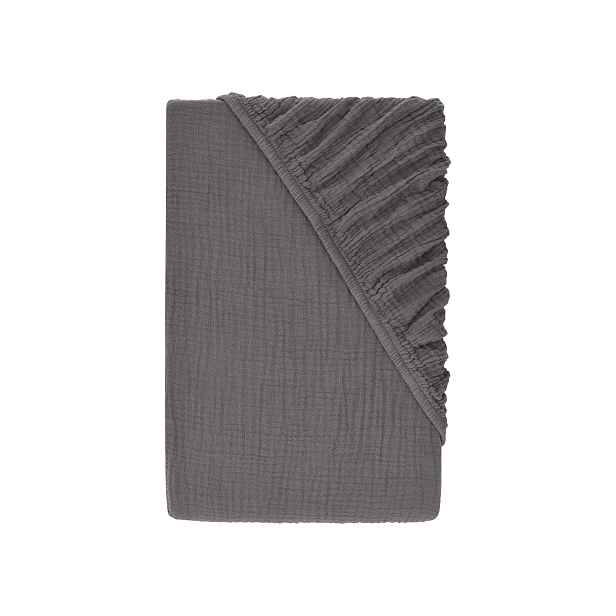 Livarno® Mušelínové napínací prostěradlo, 90-100 x 200 cm (šedá)