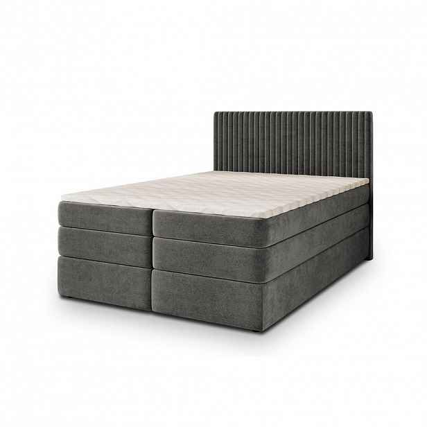 MASSENO POSTEL BOXSPRING FELBIO 140x200 cm, s matrací a úložným prostorem, šedá