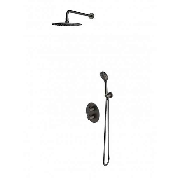 OMNIRES Y - Sprchový set s termostatem pod omítku, s tělesem, průměr 25 cm, 5 proudů, kartáčovaný grafit SYSYT05GR