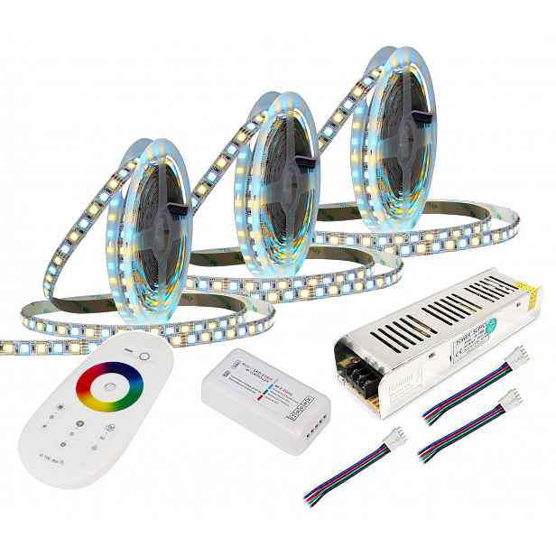 Set Led pásek Rgbw Bílý 15m Dálkový Ovladač Rf Dotyk