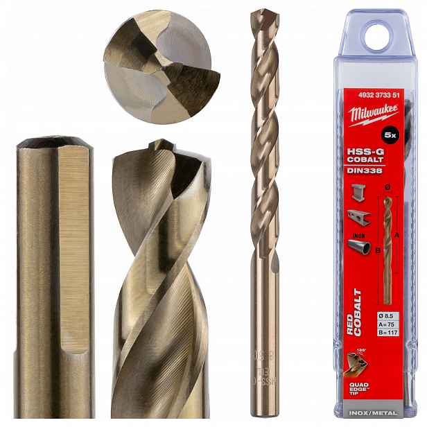 Kobaltové vrtáky do kovu 8,5 mm 5ks z nerezové oceli Milwaukee Cobalt