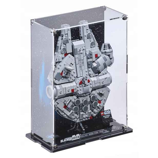 Stojící vitrína s pozadím BlackedBrick pro Lego 75375 StarWars Sokol Millennium