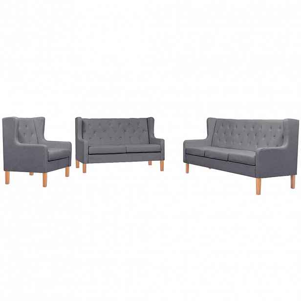 vidaXL Sedací souprava 3 kusy textil šedá