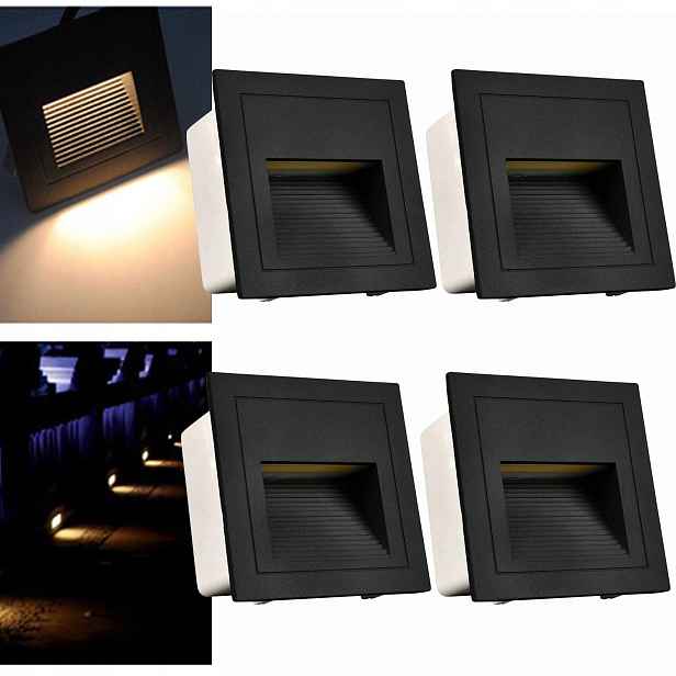 Arotelicht 4x 3W Led schodišťové osvětlení 230V 3000K IP65 Černá hliníková barva