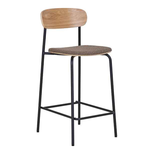 Černá/hnědá stohovatelná barová židle v dekoru jasanu (výška sedáku 66 cm) Estepona – House Nordic