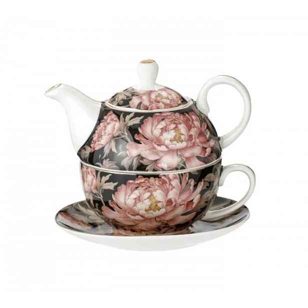 Tea for One – Sada šálek podšálek s džbánem Peony květiny džbán