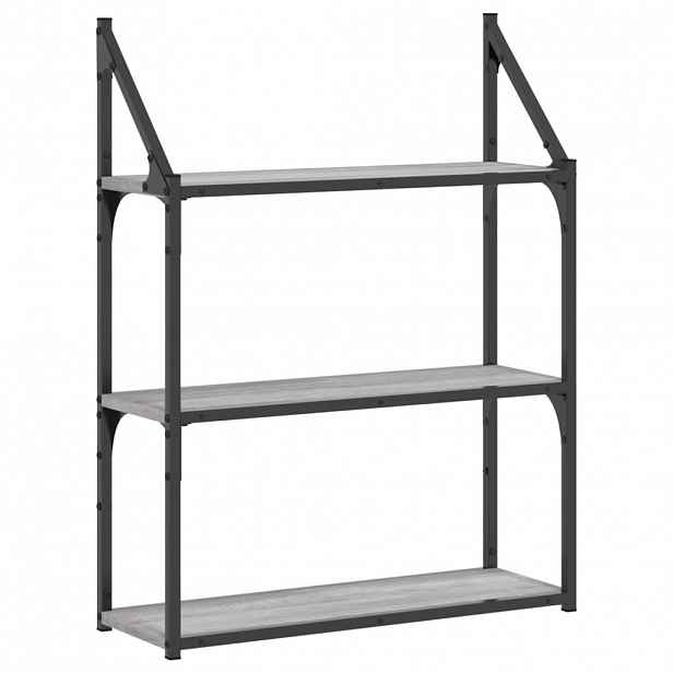 vidaXL 3patrová nástěnná police šedá sonoma 60 x 21 x 78,5 cm kompozit