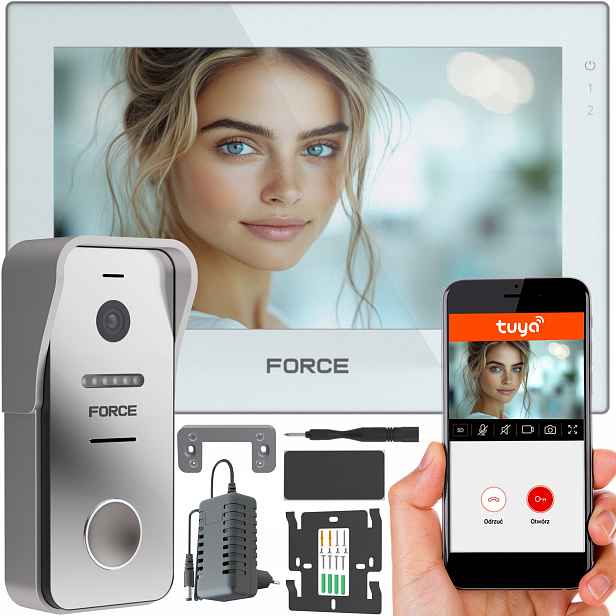 Videodomofon Force Prima Gt 7" Bílý Full Hd Brána Furtka WiFI Tuya