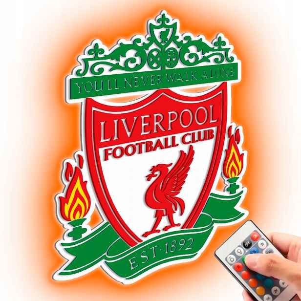 Fc Liverpool Dřevěný 3D obraz na zeď Herb Dárek Noční Lampa Led