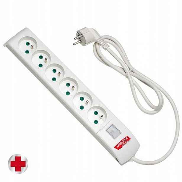 Prodlužovací Kabel antibakteriální 6x3m+0 s vypínačem