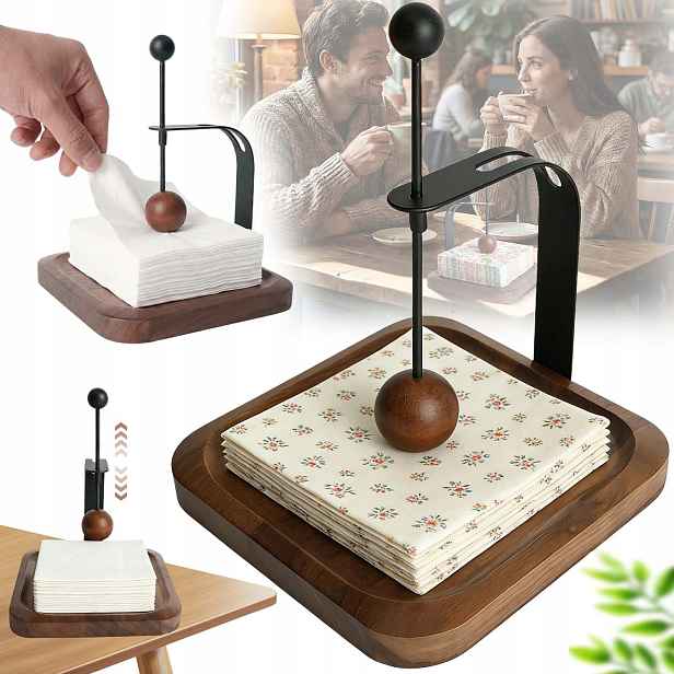 Stojan Na Ubrousky Dřevěná Rukojeť Na Ubrousky S Automatickou Kuličkou 17.5 CM