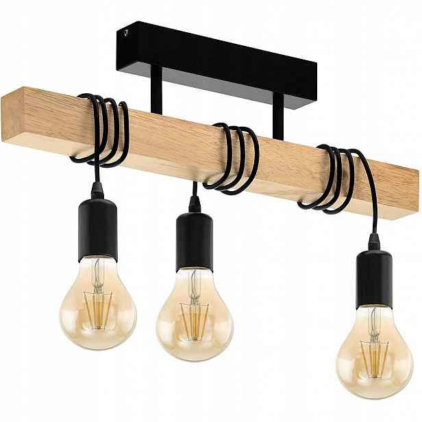 Závěsné Stropní Svítidlo Loft 55 cm Dřevěná lineární lampa E27 Nastavitelná