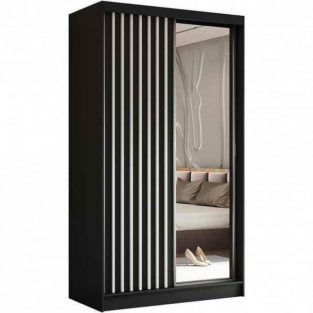 Beautysofa SKŘÍŇ s posuvnými dveřmi Helix 120/216/61 černá + bílá