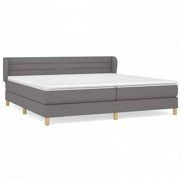 vidaXL Box spring postel s matrací tmavě šedá 200x200 cm textil