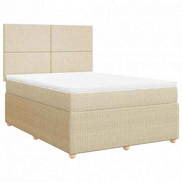 vidaXL Box spring postel s matrací krémová 140x200 cm textil