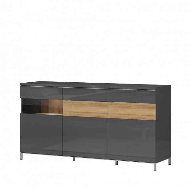 Komoda ONYX - K170-3KS1F/ON antracit lesk/ořech pacific lesk