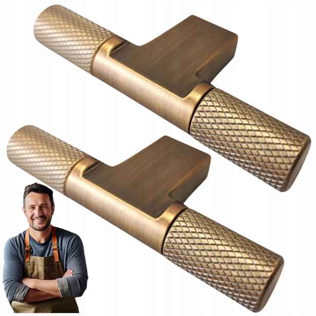 Nábytková Úchytka Knoflík Rea Młotek Patinované Zlaté rýhování 72x12mm 2ks