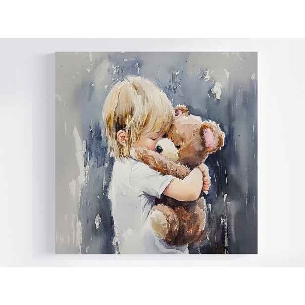 Obraz Na Plátně Canvas Portrét Dítě Chlapec Plyšový Medvídek Medvídek 50x50