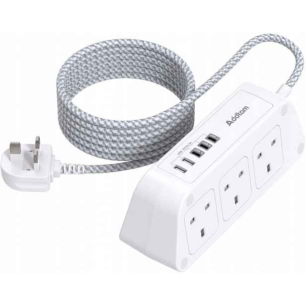 Prodlužovací kabel s Usb zásuvkami, 6 výstupních zásuvek, 5 portů Usb Uk