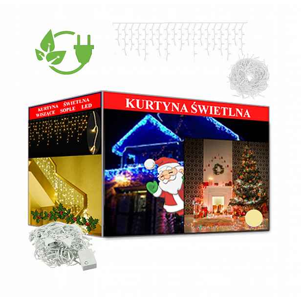 Světelný Závěs Rampouchy 500 Led Bílá Teplá Bílá Vánoční Dekorace