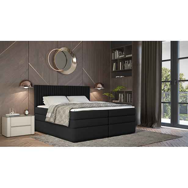Boxspringová postel 140x200 LUMIRA 2 - černá + topper ZDARMA