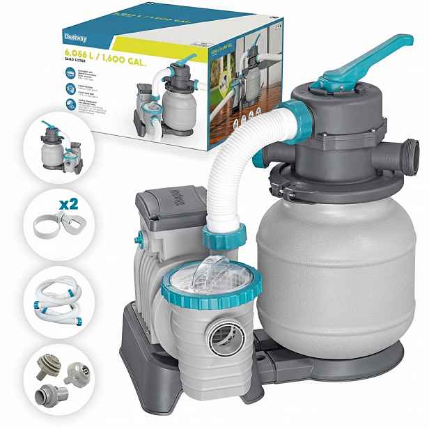 Filtrační písková pumpa pro bazény Bestway 6056 L/h hadice, spojky 58497